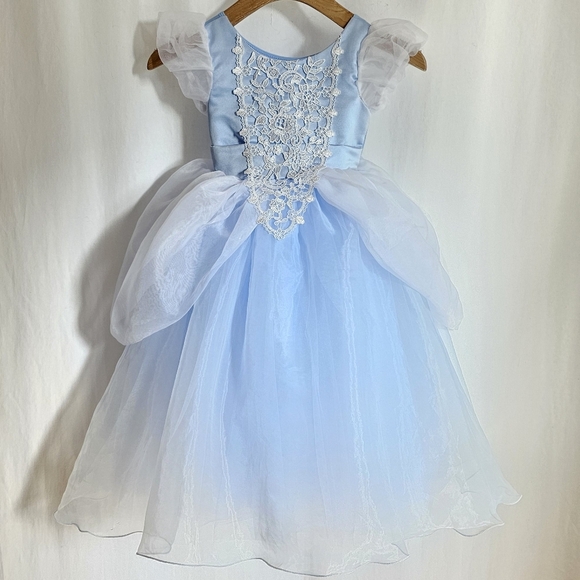 Kids Blue & White Tulle Princess Costume Dress - Picture 9 of 16